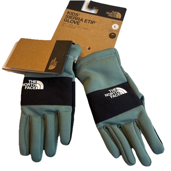 THE NORTH FACE Etip Unisex Kids Sierra Mittens Dark Sage LARGE Brand New - Picture 1 of 3